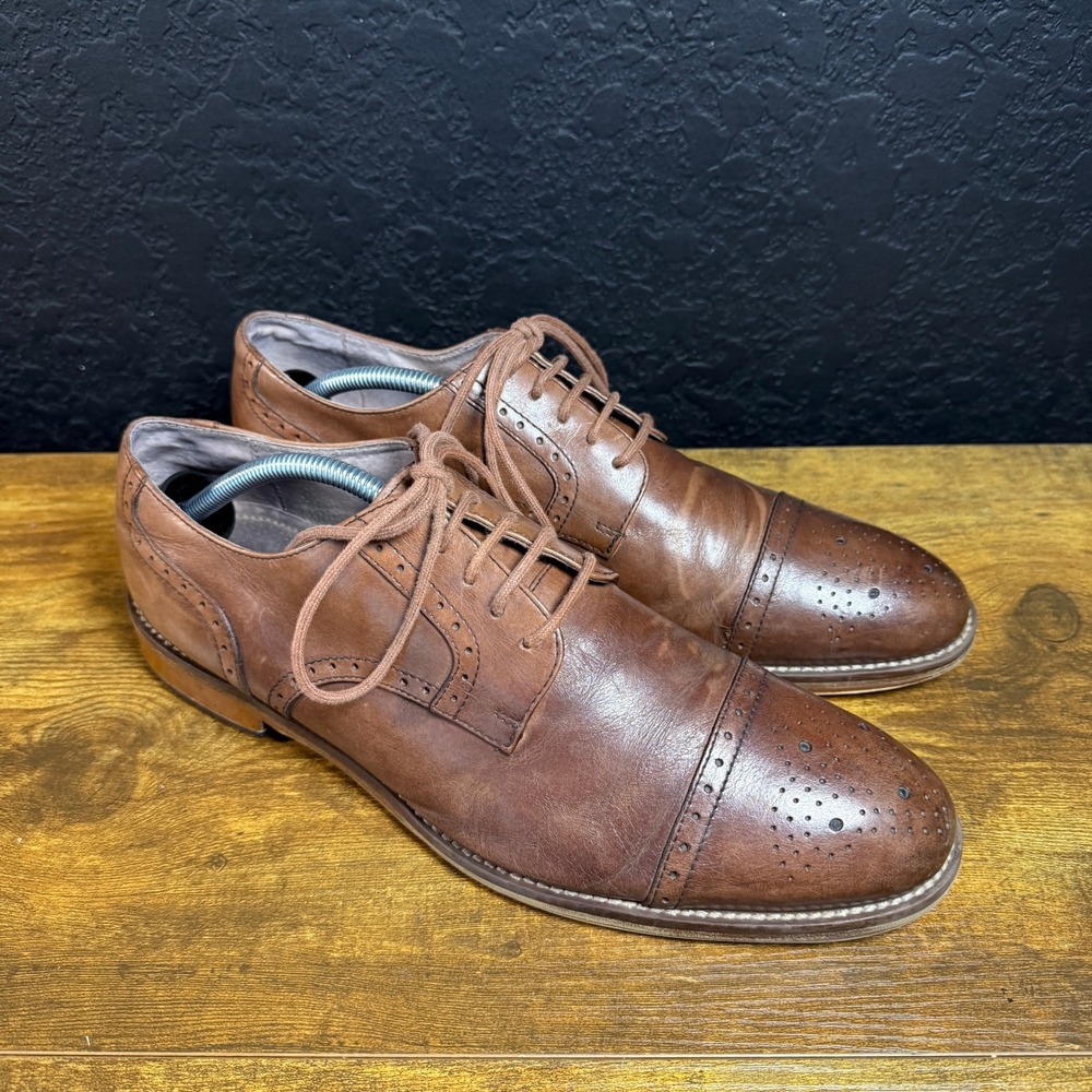 Johnston & Murphy Conard 25-1993 Brown Leather‎ Oxford Shoes Mens 10.5M